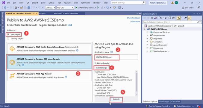 How to publish ASP.NET Core Web API to Amazon ECS Fargate using Visual Studio 2022